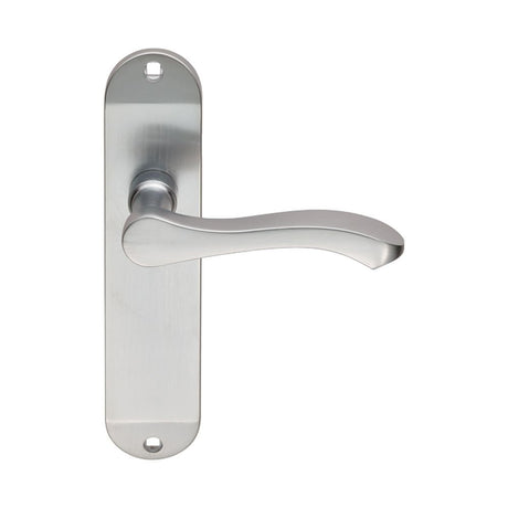 This is an image of Serozzetta - Lever on Latch Backplate - Satin Chrome available to order from T.H Wiggans Architectural Ironmongery in Kendal, quick delivery and discounted prices.