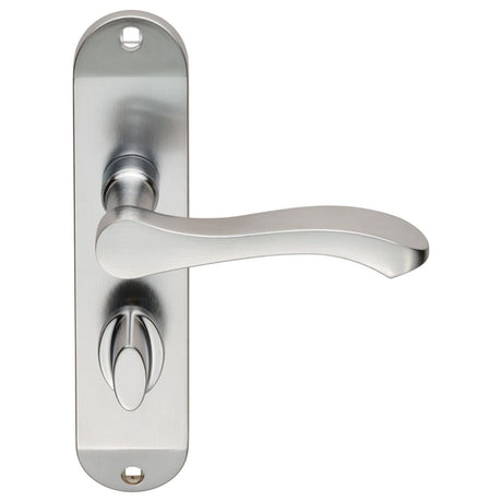 This is an image of Serozzetta - Lever on Bathroom Backplate - Satin Chrome available to order from T.H Wiggans Architectural Ironmongery in Kendal, quick delivery and discounted prices.