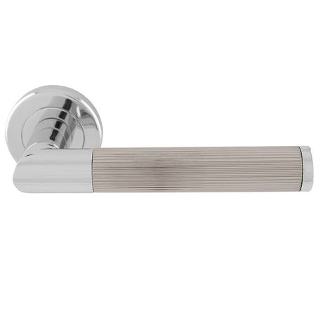 This is an image of Serozzetta - Trend Lines Lever On rose Polish Chrome / Duel FInish - available to order from T.H Wiggans Architectural Ironmongery in Kendal, quick delivery and discounted prices.