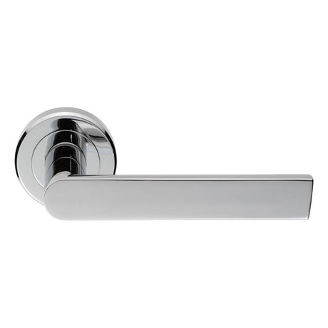 This is an image of Serozzetta - Edge Lever on Round Rose - Polished Chrome available to order from T.H Wiggans Architectural Ironmongery in Kendal, quick delivery and discounted prices.