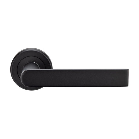 This is an image of Serozzetta - Edge Lever on Round Rose - Matt Black available to order from T.H Wiggans Architectural Ironmongery in Kendal, quick delivery and discounted prices.
