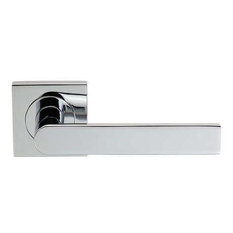 This is an image of Serozzetta - Edge Lever on Square Rose - Polished Chrome available to order from T.H Wiggans Architectural Ironmongery in Kendal, quick delivery and discounted prices.