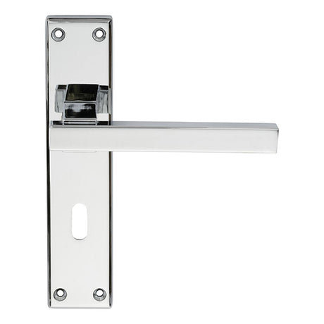 This is an image of Serozzetta - Stratus Lever on Lock Backplate - Polished Chrome available to order from T.H Wiggans Architectural Ironmongery in Kendal, quick delivery and discounted prices.