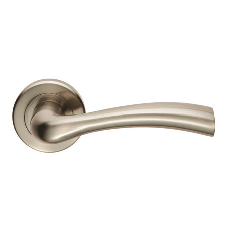 This is an image of Serozzetta - Cinquanta Lever on Rose - Satin Nickel available to order from T.H Wiggans Architectural Ironmongery in Kendal, quick delivery and discounted prices.