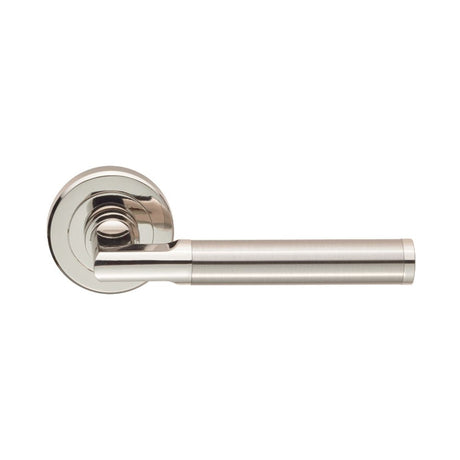 This is an image of Serozzetta - Sessanta Lever on Rose - Polished Nickel/Satin Nickel available to order from T.H Wiggans Architectural Ironmongery in Kendal, quick delivery and discounted prices.