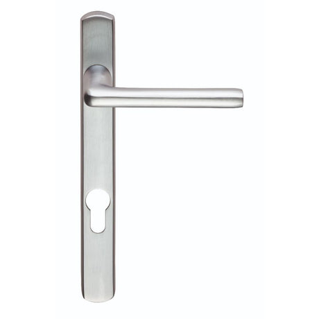 This is an image of Serozzetta - Rosa Lever on Narrow Plate 92mm c/c - Satin Chrome available to order from T.H Wiggans Architectural Ironmongery in Kendal, quick delivery and discounted prices.