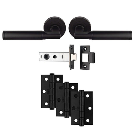 This is an image of Carlisle Brass - Belas Latch Pack - Ultimate Door Pack - Matt Black available to order from T.H Wiggans Architectural Ironmongery in Kendal, quick delivery and discounted prices.