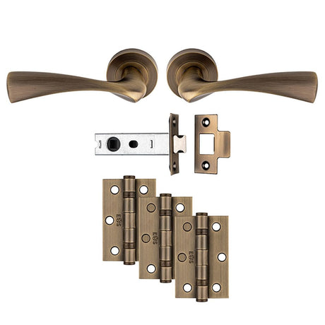 This is an image of Carlisle Brass - Sintra Latch Pack - Ultimate Door Pack - Antique Brass available to order from T.H Wiggans Architectural Ironmongery in Kendal, quick delivery and discounted prices.