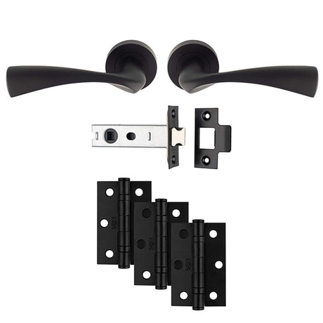 This is an image of Carlisle Brass - Sintra Latch Pack - Ultimate Door Pack - Matt Black available to order from T.H Wiggans Architectural Ironmongery in Kendal, quick delivery and discounted prices.