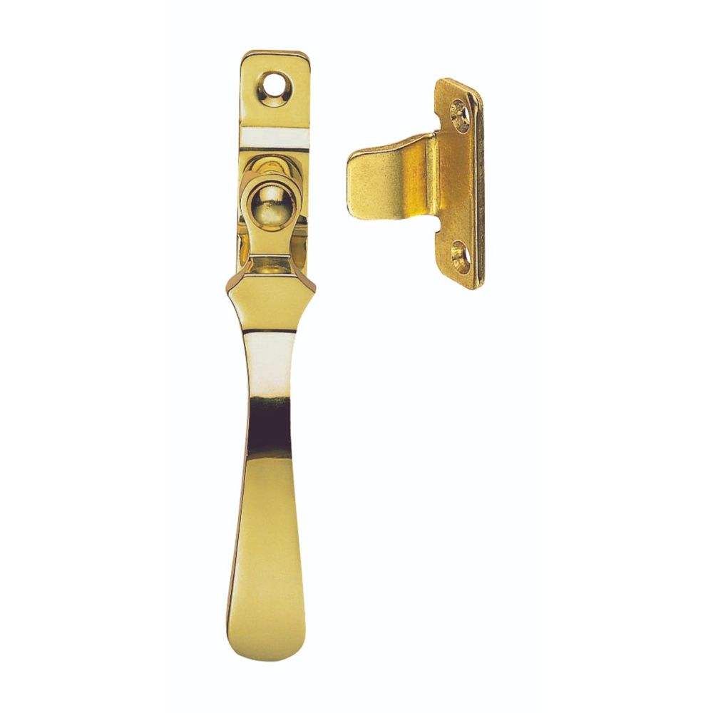 This is an image of a Carlisle Brass - Casement Fastener - Polished Brass that is availble to order from T.H Wiggans Architectural Ironmongery in Kendal in Kendal.