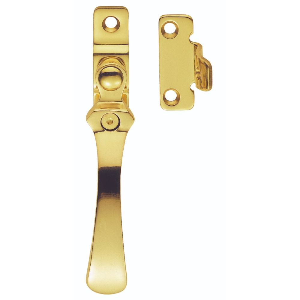 This is an image of a Carlisle Brass - Casement Fastener - Polished Brass that is availble to order from T.H Wiggans Architectural Ironmongery in Kendal in Kendal.