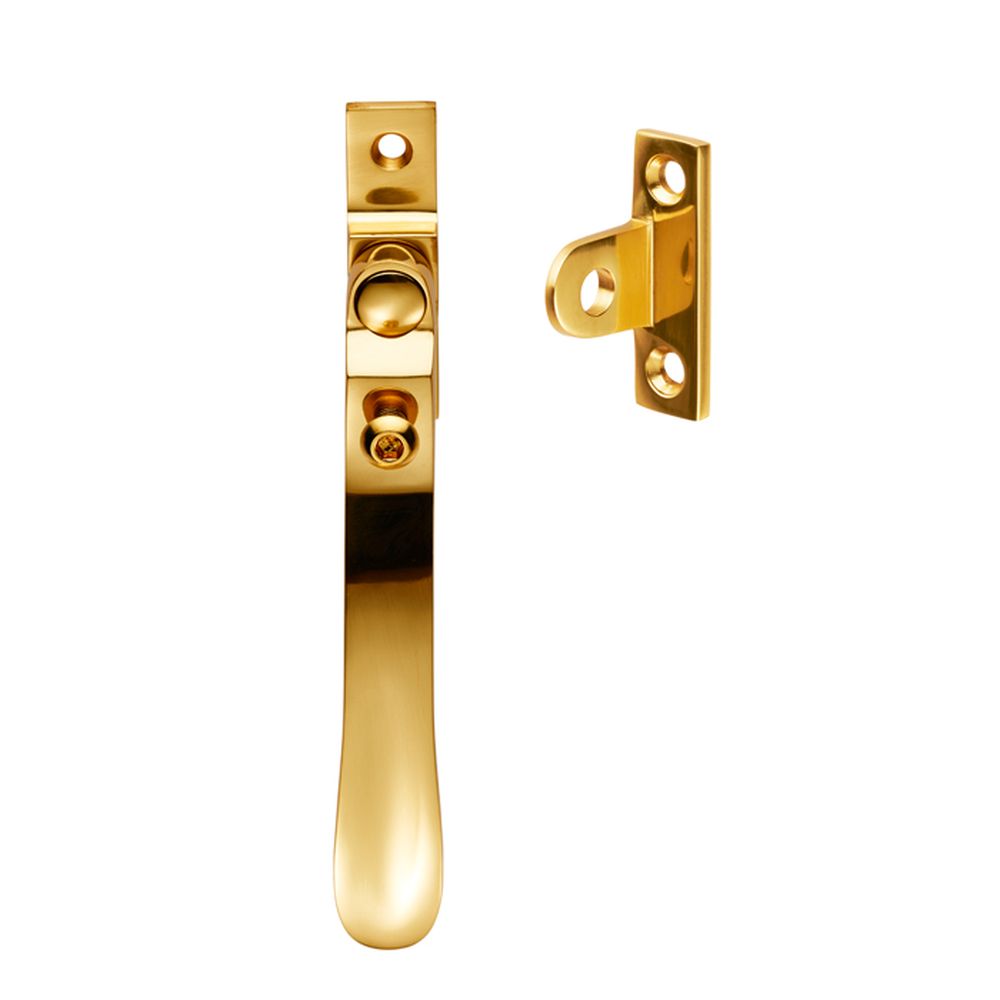 This is an image of a Carlisle Brass - Locking Casement Fastener - Polished Brass that is availble to order from T.H Wiggans Architectural Ironmongery in Kendal in Kendal.