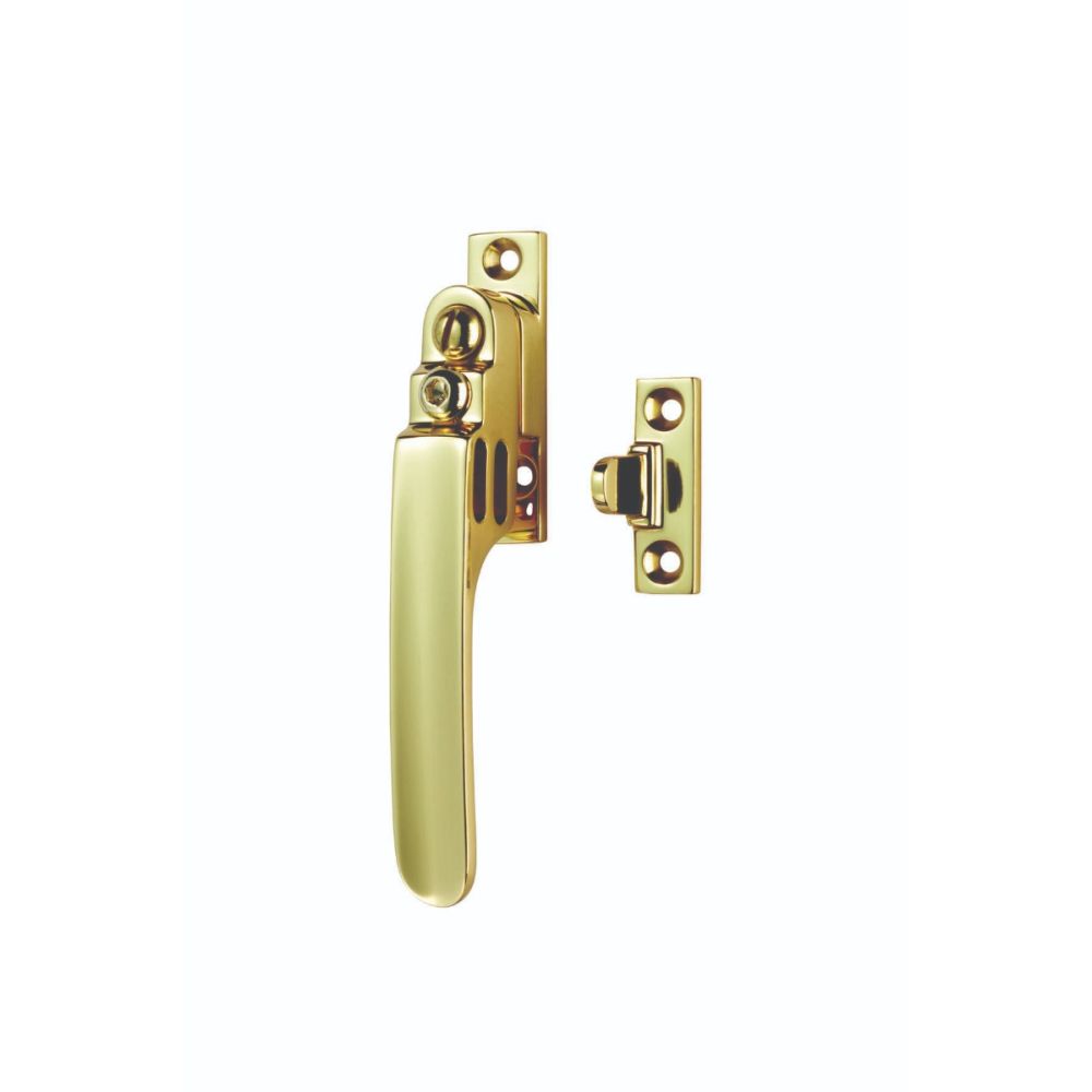 This is an image of a Carlisle Brass - Locking Casement Fastener with Night Vent - Polished Brass that is availble to order from T.H Wiggans Architectural Ironmongery in Kendal in Kendal.