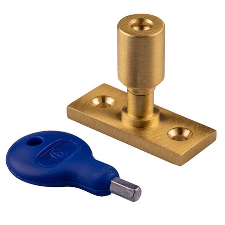 This is an image of a Carlisle Brass - Locking Casement Stay Pin - Satin Brass that is availble to order from T.H Wiggans Architectural Ironmongery in Kendal in Kendal.