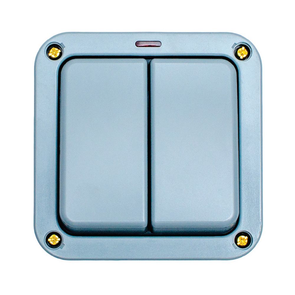 This is an image showing Eurolite Euroseal 2 Gang Switch - Grey wp3022 available to order from T.H. Wiggans Ironmongery in Kendal, quick delivery and discounted prices.