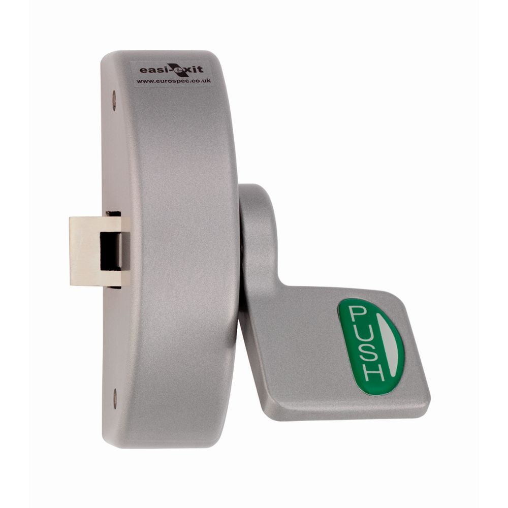 This is an image of a Eurospec - Narrow Style Push Pad Latch - Silver that is availble to order from T.H Wiggans Architectural Ironmongery in Kendal in Kendal.