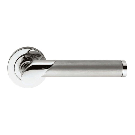 This is an image of Serozzetta - Irwin Lever On Rose - Dual Finish-Polished/Satin Chrome available to order from T.H Wiggans Architectural Ironmongery in Kendal, quick delivery and discounted prices.