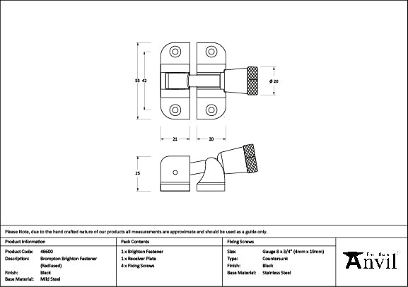 From The Anvil - Black Brompton Brighton Fastener (Radiused)