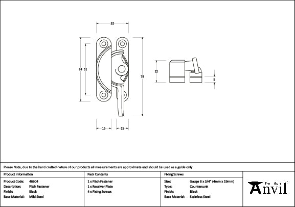 From The Anvil - Black Fitch Fastener