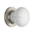 This is an image of a Heritage Brass - White Knob with Satin Nickel base, 5010-sn that is available to order from T.H Wiggans Ironmongery in Kendal.