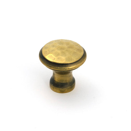 This is an image of From The Anvil - Aged Brass Hammered Cabinet Knob - Small available to order from T.H. Wiggans Ironmongery in Kendal.