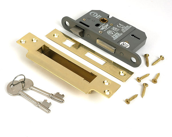 From The Anvil - Polished Brass 2Â½" 5 Lever BS Sash Lock