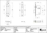 From The Anvil - Satin Brass 2Â½" 5 Lever BS Sash Lock