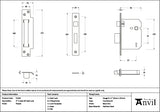 From The Anvil - Pewter 3" 5 Lever BS Sash Lock