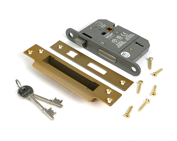 From The Anvil - Satin Brass 3" 5 Lever BS Sash Lock