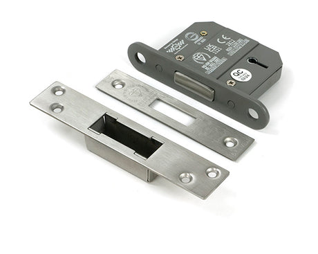 This is an image of From The Anvil - Satin Chrome 2Â½" 5 Lever BS Dead Lock available to order from T.H. Wiggans Ironmongery in Kendal.