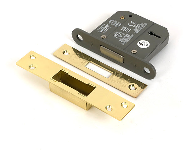 This is an image of From The Anvil - Polished Brass 3" 5 Lever BS Dead Lock KA available to order from T.H. Wiggans Ironmongery in Kendal.