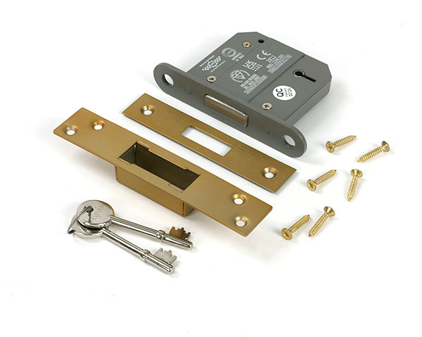 From The Anvil - Satin Brass 3" 5 Lever BS Dead Lock KA