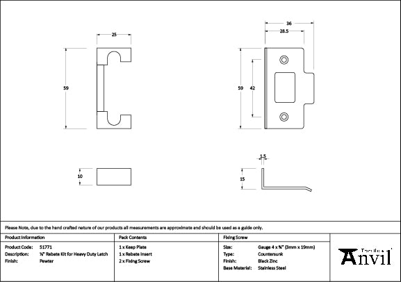From The Anvil - Pewter Â½" Rebate Kit for Heavy Duty Latch