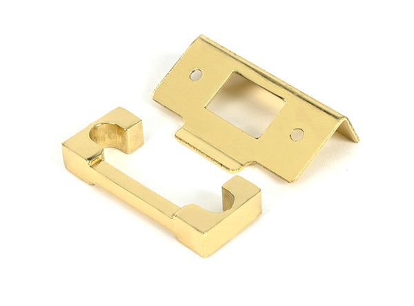 This is an image of From The Anvil - Polished Brass Â½" Rebate Kit for Heavy Duty Latch available to order from T.H. Wiggans Ironmongery in Kendal.
