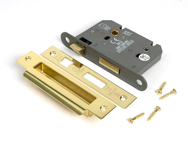 From The Anvil - Polished Brass 3" Heavy Duty Bathroom Mortice Lock