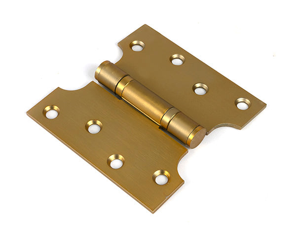 This is an image of From The Anvil - Satin Brass 4" x 2" x 4" Parliament Hinge (pair) ss available to order from T.H. Wiggans Ironmongery in Kendal.