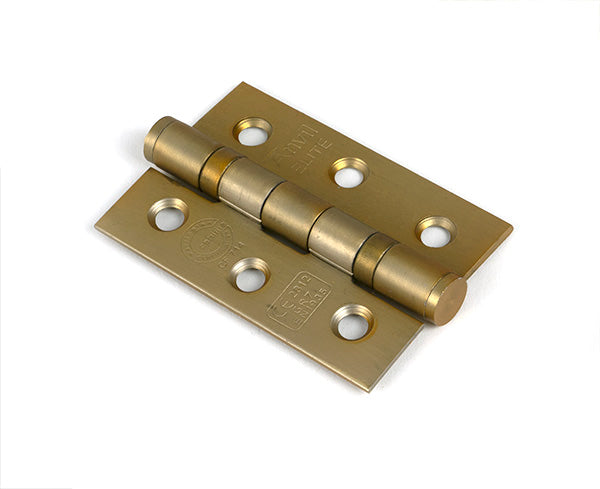 This is an image of From The Anvil - Satin Brass 3" Ball Bearing Butt Hinge (Pair) ss available to order from T.H. Wiggans Ironmongery in Kendal.