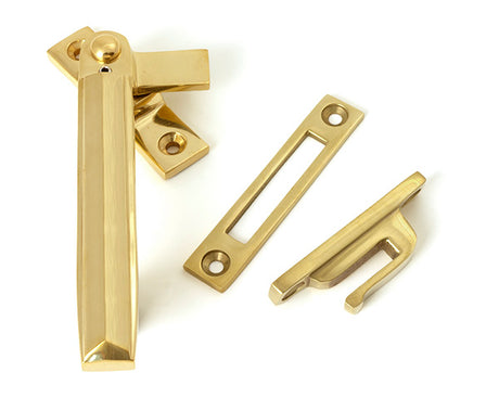 This is an image of From The Anvil - Polished Brass Locking Art Deco Fastener - LH available to order from T.H. Wiggans Ironmongery in Kendal.