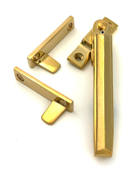 This is an image of From The Anvil - Polished Brass Night-Vent Locking Art Deco Fastener available to order from T.H. Wiggans Ironmongery in Kendal.