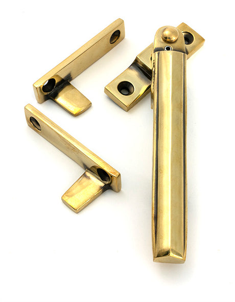 This is an image of From The Anvil - Aged Brass Night-Vent Locking Art Deco Fastener available to order from T.H. Wiggans Ironmongery in Kendal.