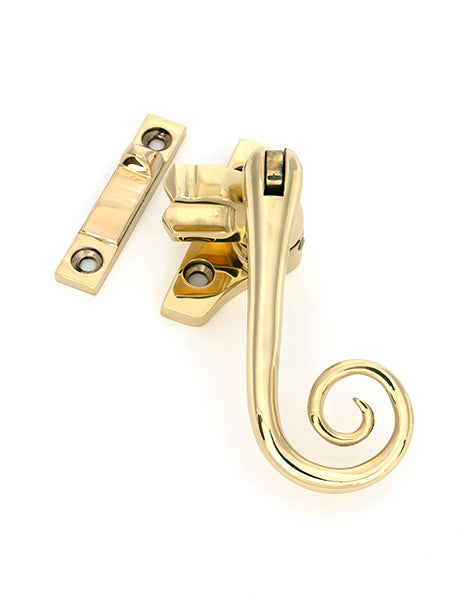 This is an image of From The Anvil - Polished Brass Night-Vent Locking Monkeytail Fastener (Steel Window) available to order from T.H. Wiggans Ironmongery in Kendal.