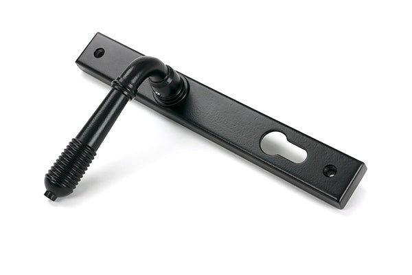 From The Anvil - Matt Black Reeded Slimline Lever Espag. Lock Set