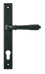 This is an image of From The Anvil - Matt Black Reeded Slimline Lever Espag. Lock Set available to order from T.H. Wiggans Ironmongery in Kendal.