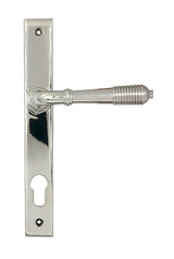 This is an image of From The Anvil - Polished Marine SS (316) Reeded Slimline Lever Espag. Lock Set available to order from T.H. Wiggans Ironmongery in Kendal.