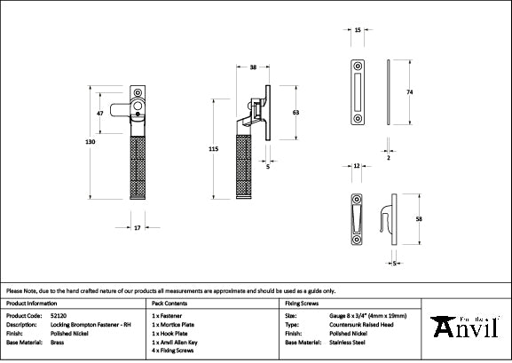 From The Anvil - Polished Nickel Locking Brompton Fastener â€“ RH