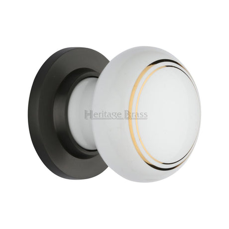This is an image of a Heritage Brass - Gold Line Knob with Matt Bronze base, 6010-mb that is available to order from T.H Wiggans Ironmongery in Kendal.