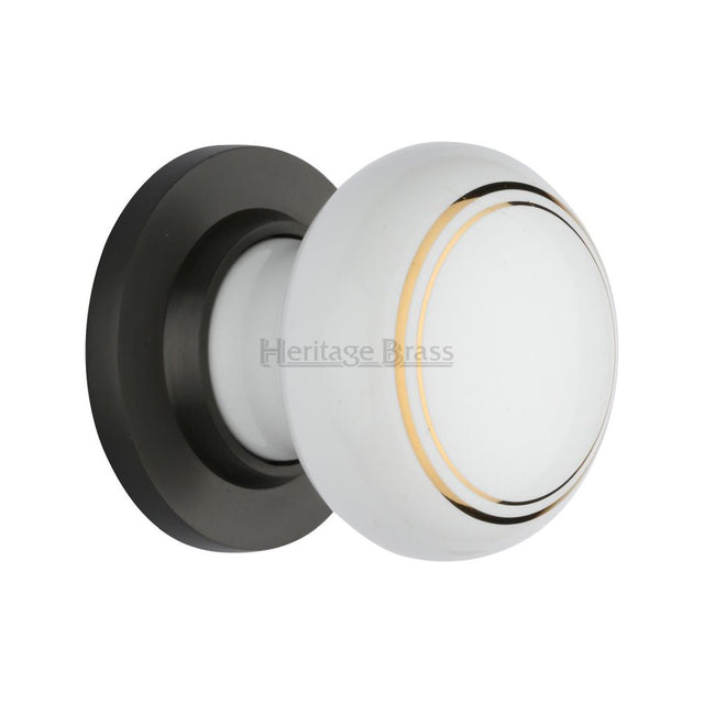 This is an image of a Heritage Brass - Gold Line Knob with Matt Bronze base, 6010-mb that is available to order from T.H Wiggans Ironmongery in Kendal.