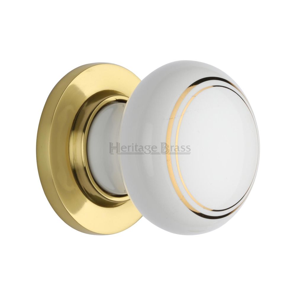 This is an image of a Heritage Brass - Gold Line Knob with Polished Brass base, 6010-pb that is available to order from T.H Wiggans Ironmongery in Kendal.