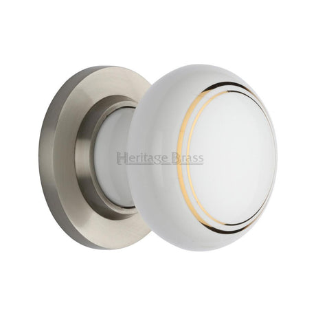 This is an image of a Heritage Brass - Gold Line Knob with Satin Nickel base, 6010-sn that is available to order from T.H Wiggans Ironmongery in Kendal.