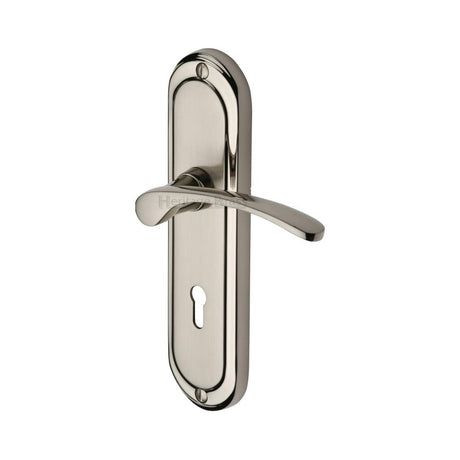 This is an image of a Heritage Brass - Door Handle Lever Lock Ambassador Design Mercury Finish, amb6200-mc that is available to order from T.H Wiggans Ironmongery in Kendal.